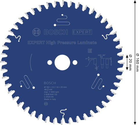 BoschEXPERT 高压层压板 160mm T48 锯片。
